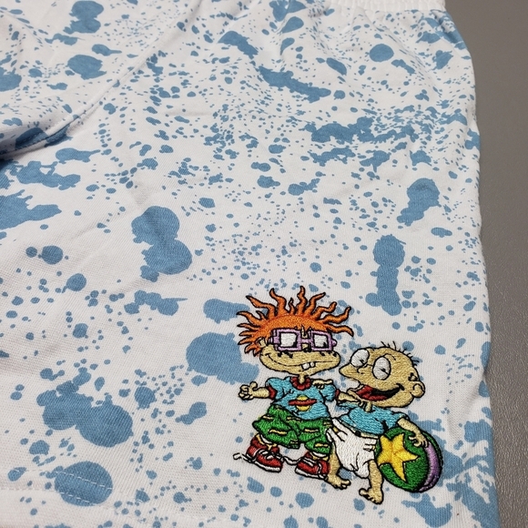 nickelodeon kids size XL 14-16 rugrats blue and white splatter shorts - Picture 2 of 6